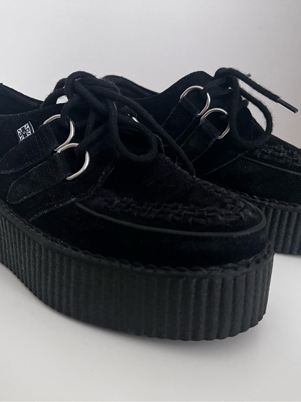 TUK Black Women's Platform Creeper Lace-Up Shoes Sz 6. MSRP $120